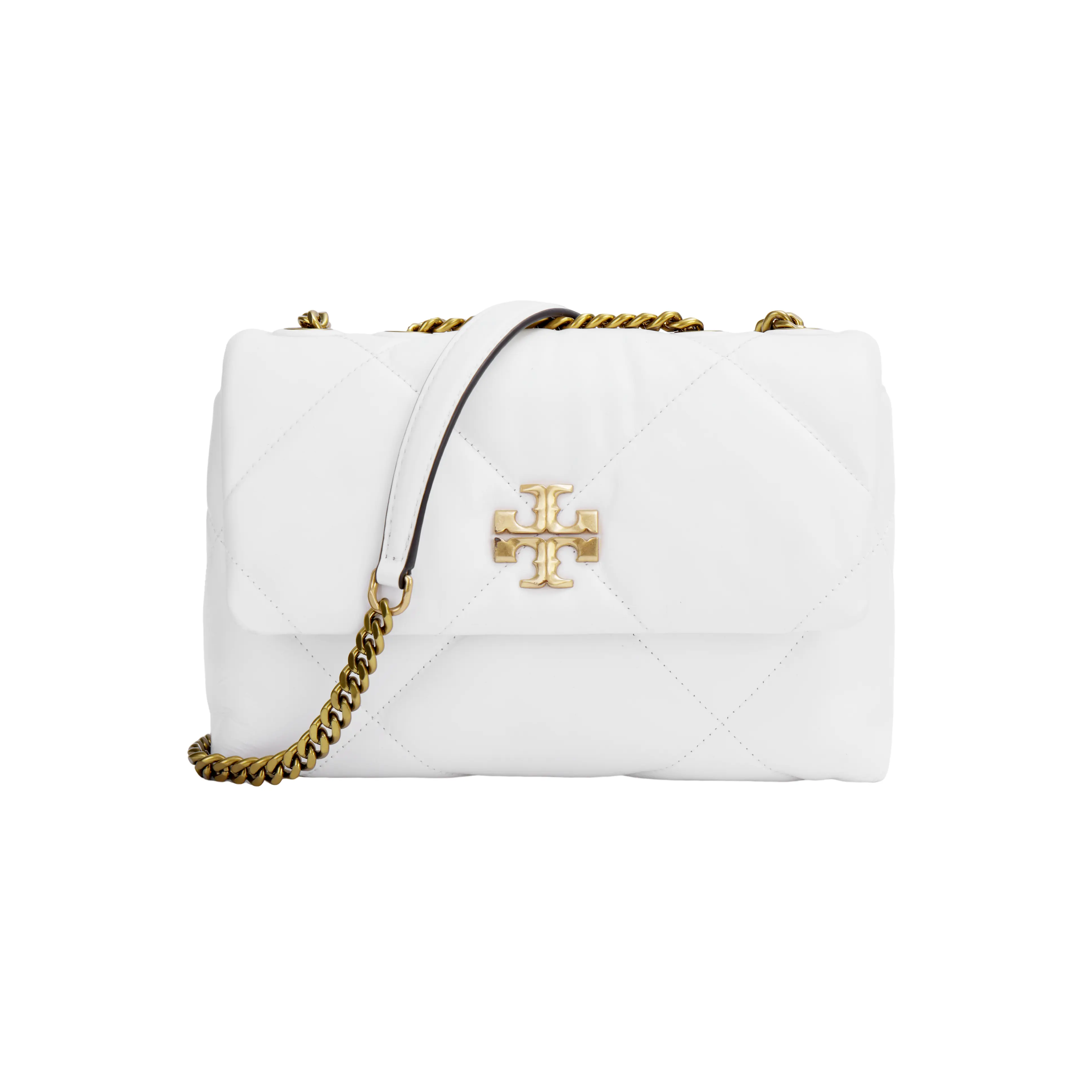Tory Burch Kira Crossbody Bag for Women – Napa Leather Flap Shoulder Bag in White