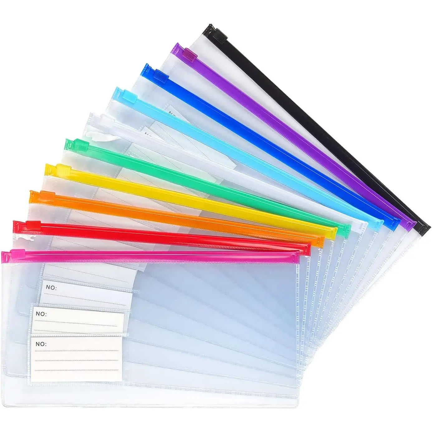 10 Pack Zipper Plastic Envelopes, Small Pencil Pounch, 9 x 4.7 Inch| Plastic Envelopes A6 Size for Pencil Case Bulk, Bill Bag