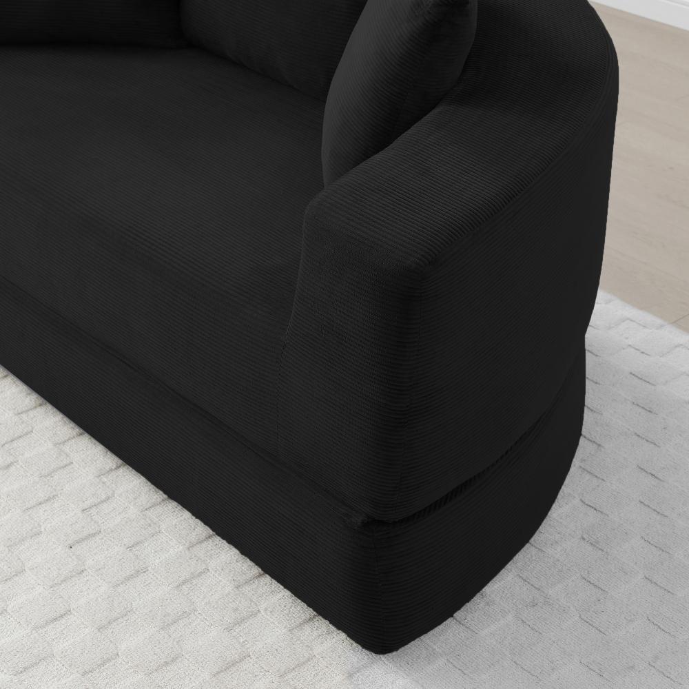 Convertible Sofa Couch Bed, Multi-functional, Circular Bed, Adjustable Futon Sofa, No Assembly Compressed Corduroy Floor Lounge Sofa for Apartment Office Bedroom Living Room