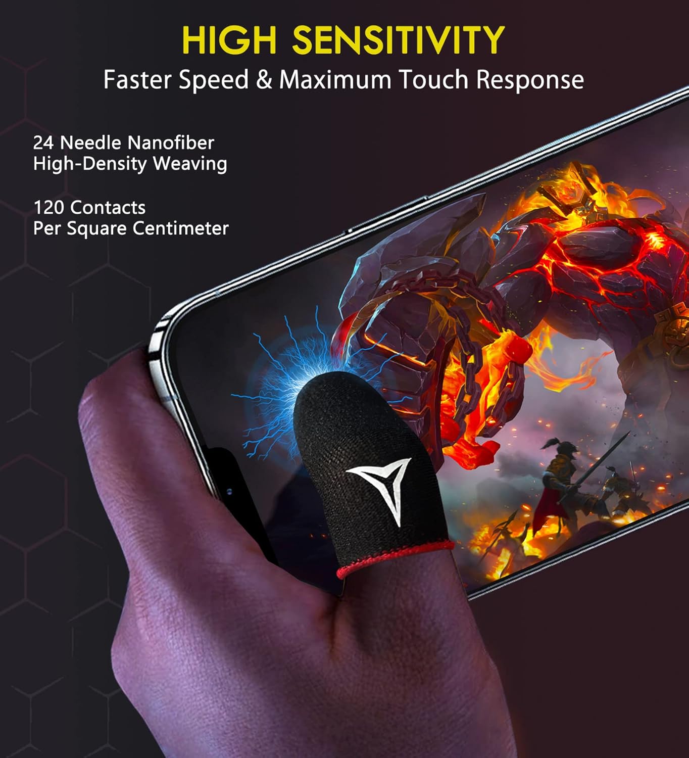 6 Pack Mobile Phone Gaming Finger Sleeves, Finger Sleeves Compatible with All Touchscreen Devices, Smooth Feel, Anti-Sweat, Extremely Thin
