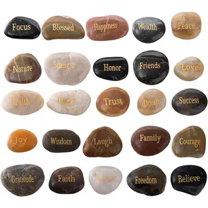 25 Pack Engraved Inspirational Stones with Different Words, 1-2 Inch Encouragement Rocks, Prayer Faith Stones Zen Stone Motivational Gifts for Easter Wedding Bridal Shower