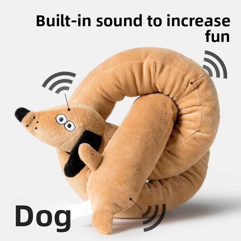 Sausage Dog Pet Toy, Squeaky Plush, Long Design, Companion & Boredom Relief, Warm Cuddle Doll for Dogs & Cats Outdoor