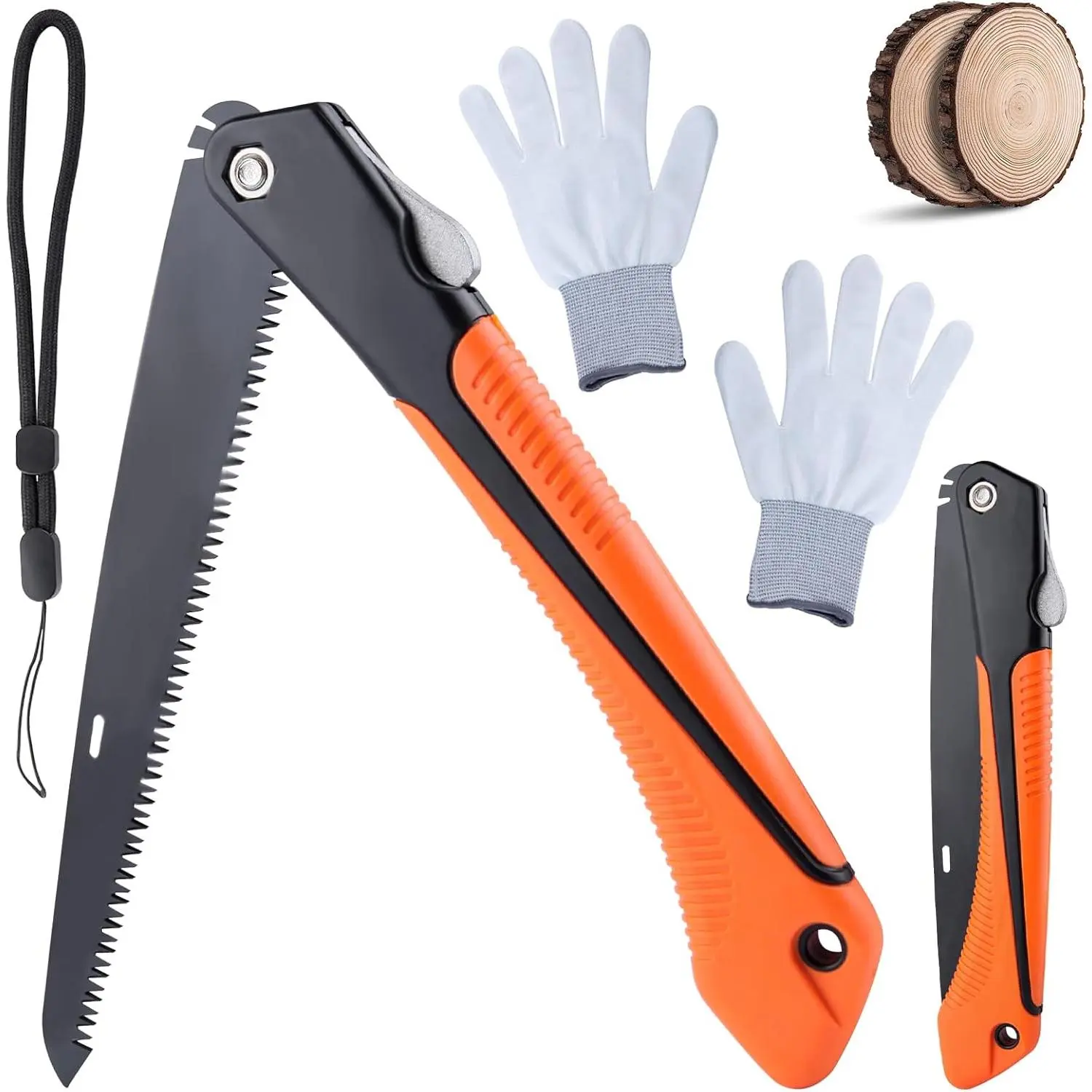 Folding Saw, Pruning Hand Saws, Heavy Duty 8 Inch SK5 Steel Blade with Triple-ground Teeth, Foldable Wood Saw  Single-Hand Use, Survival Saw  Camping, Backpacking, Hunting and Bushcraft