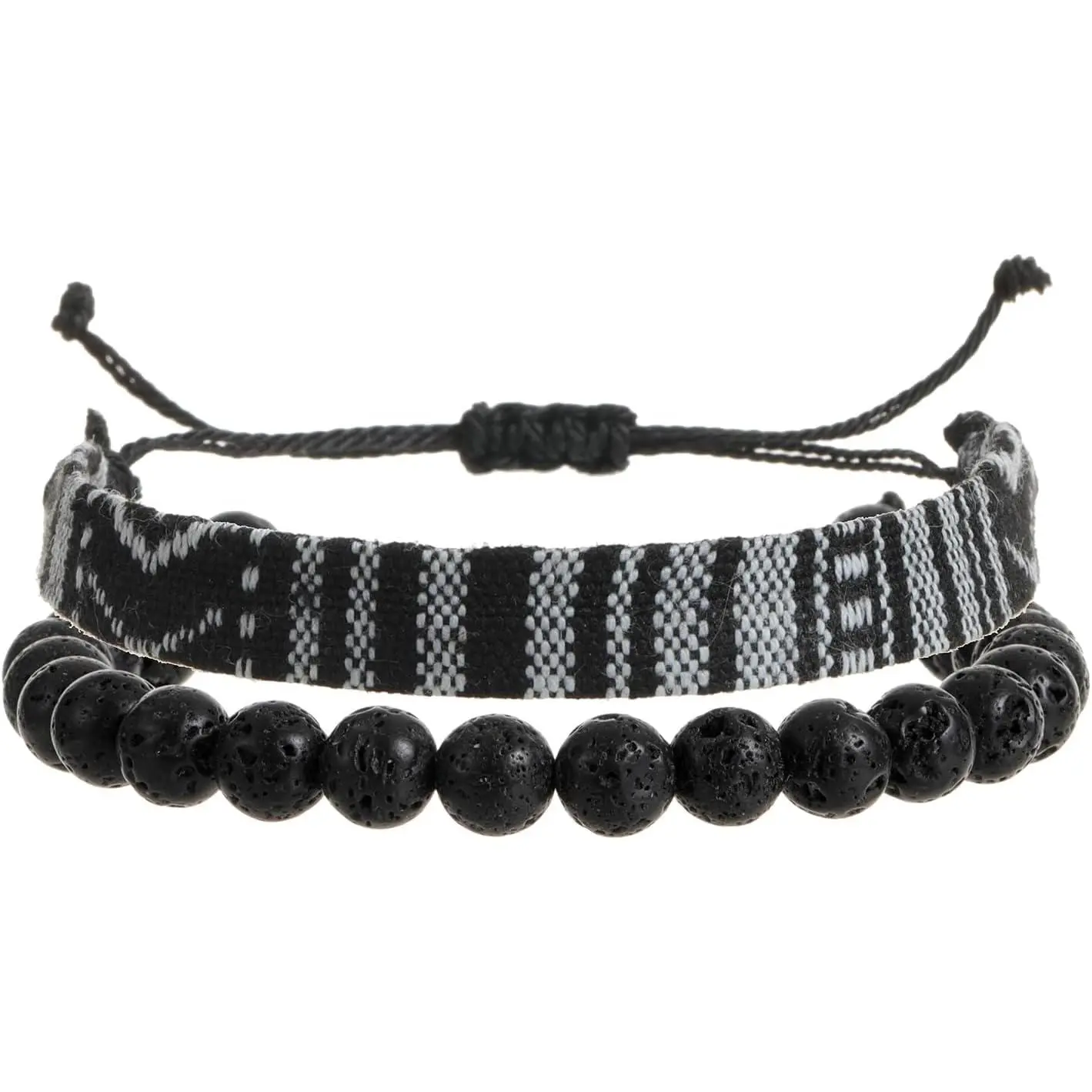 2 count Boho Surfer Bracelet Set Women & Men -  Summer Beach Bracelets - Adjustable &   - Festival Accessories - Beaded & Braided