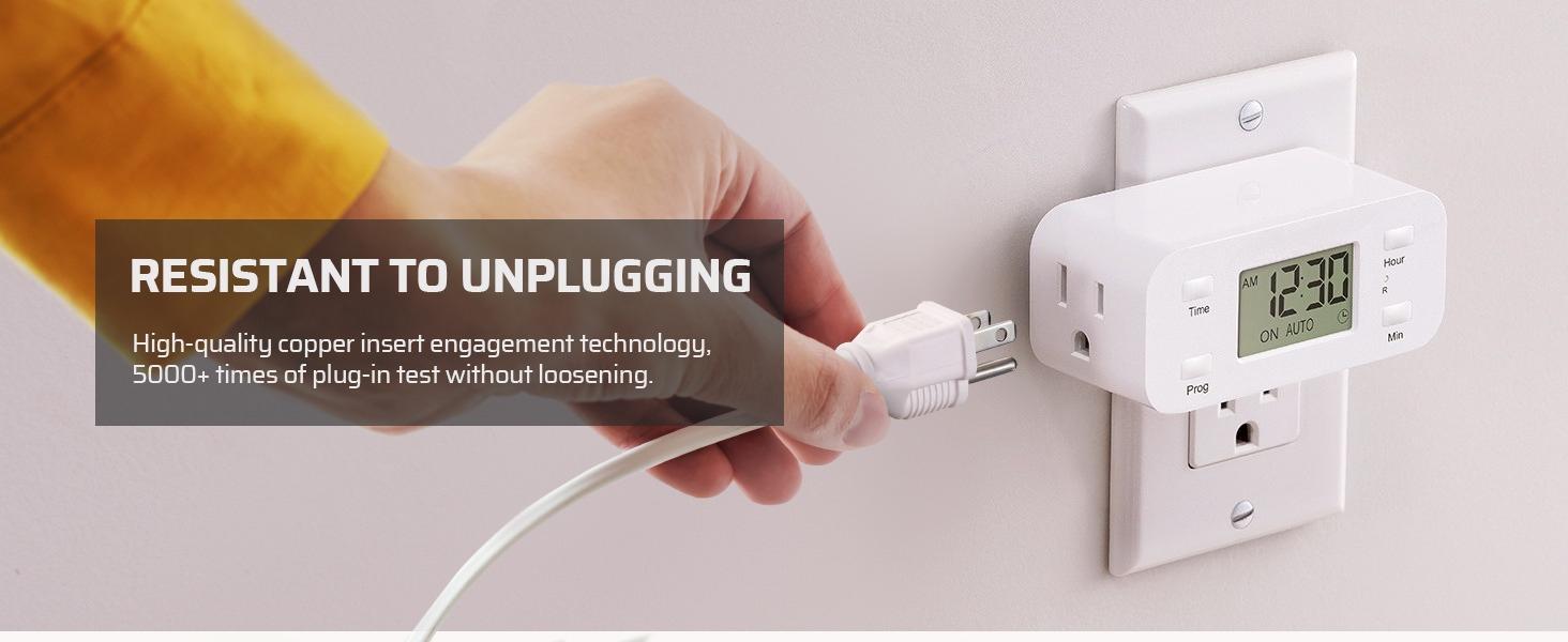 F-APT22  24 Hour Programmable Digital Timer Outlet, 2 Pack Timers for Electrical Outlets, Light Timer for Indoor Lamp Fan Aquarium, 1 Grounded Outlet, 125V/15A/1000W, 3 Prong, 1/2 HP