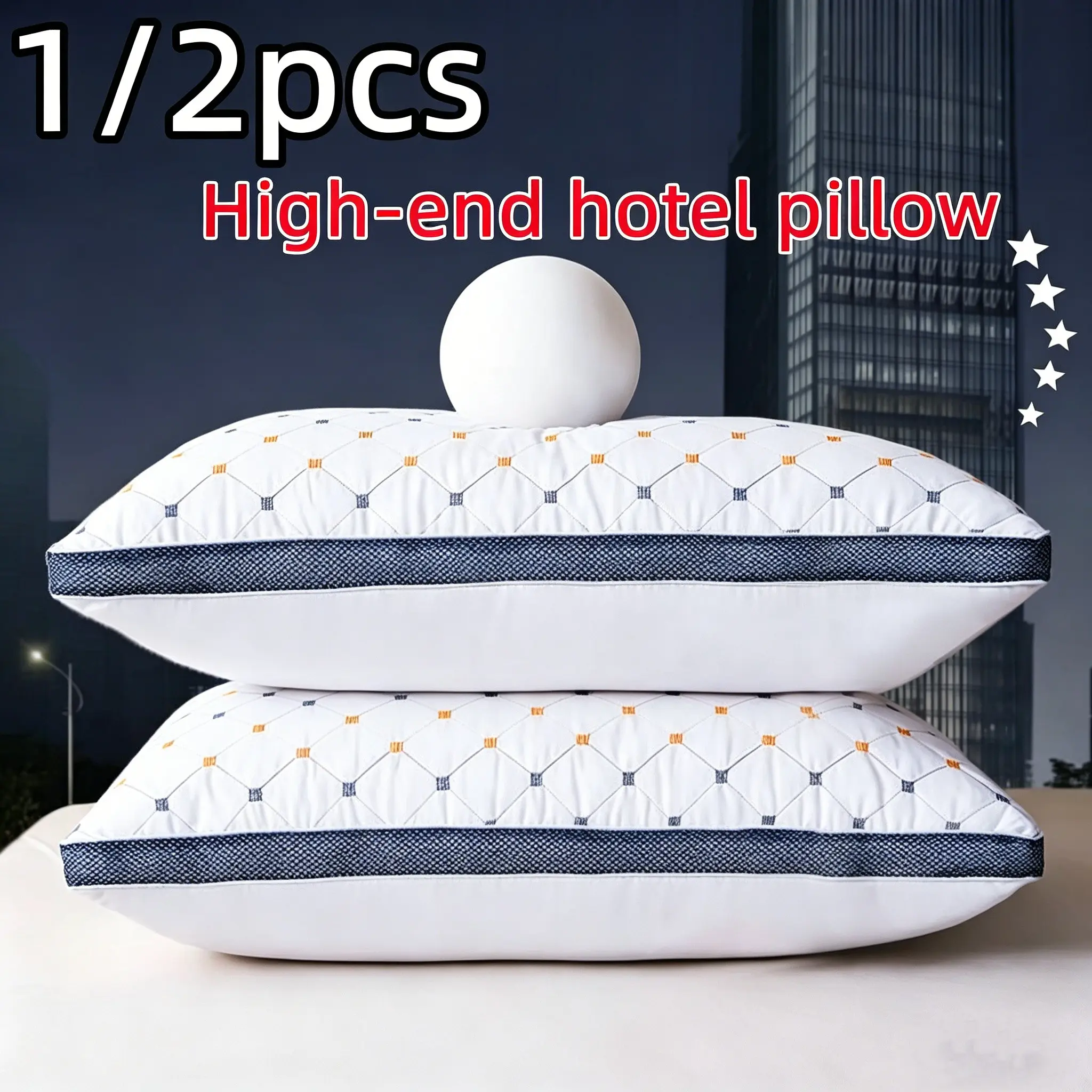 Large Pillow Set, Hotel Quality Corner Bed Pillows, Medium Feel, Supportive Fiber, for Back, Abdomen, Side Sleepers