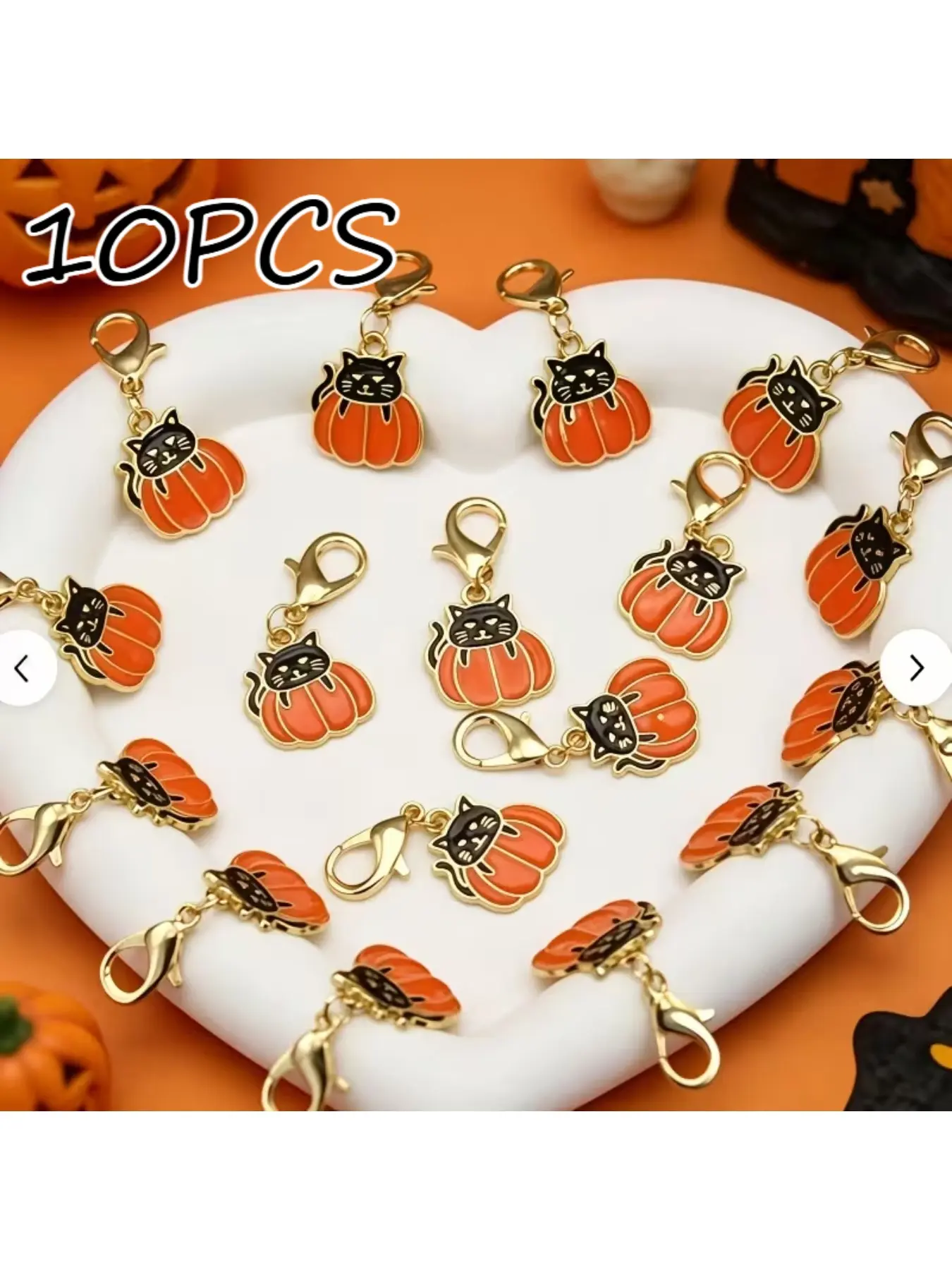 10Pcs Halloween Pumpkin Black Cat Keychains, Cute Enamel Charms with Lobster Clasp, Fashion Backpack & Car Key Pendant, Holiday DIY Decor, Ideal Trick Or Treat Gift for Kids Women Halloween Party Favors