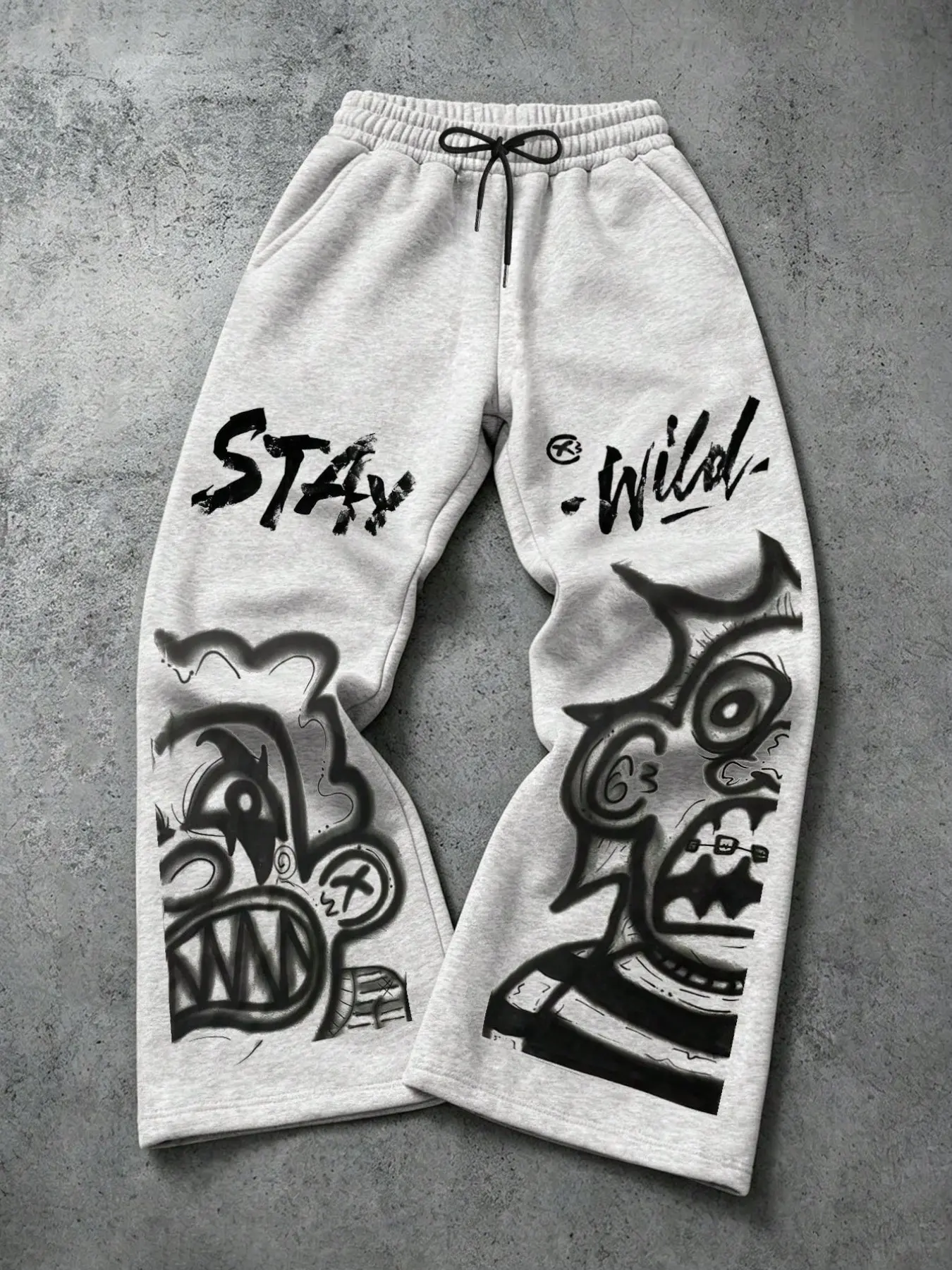 American Skateboard Style Creative Sweatpants, Casual Ink Graffiti Design, Loose Fit, All Seasons, Campus Wear, Skating, Trendy Photography, Casual Lounge Sweatpants