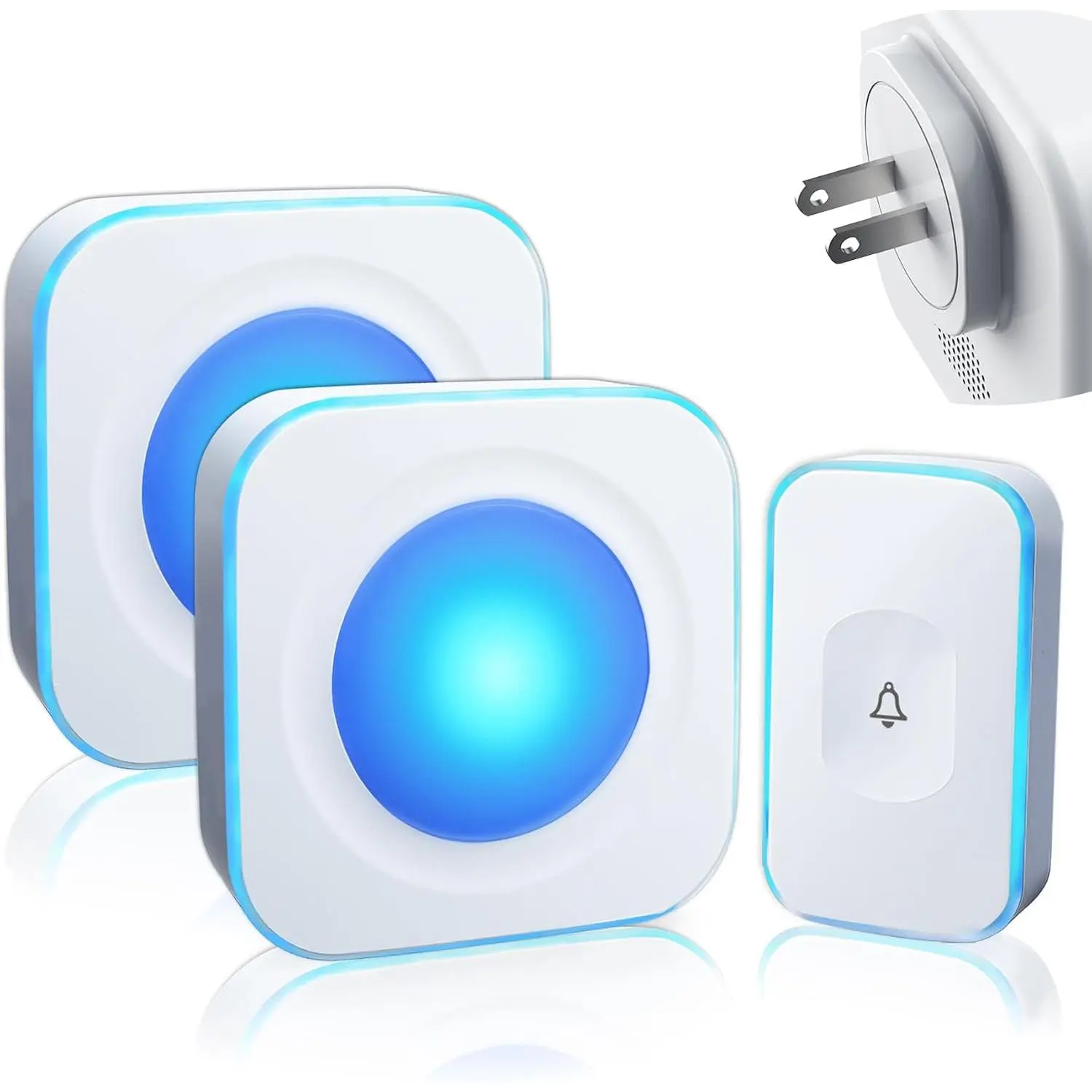 Doorbell 1200   Door  with Flash LED Light 36 Melodies 4 Volume Levels (2 Receivers& 1  Button, White )