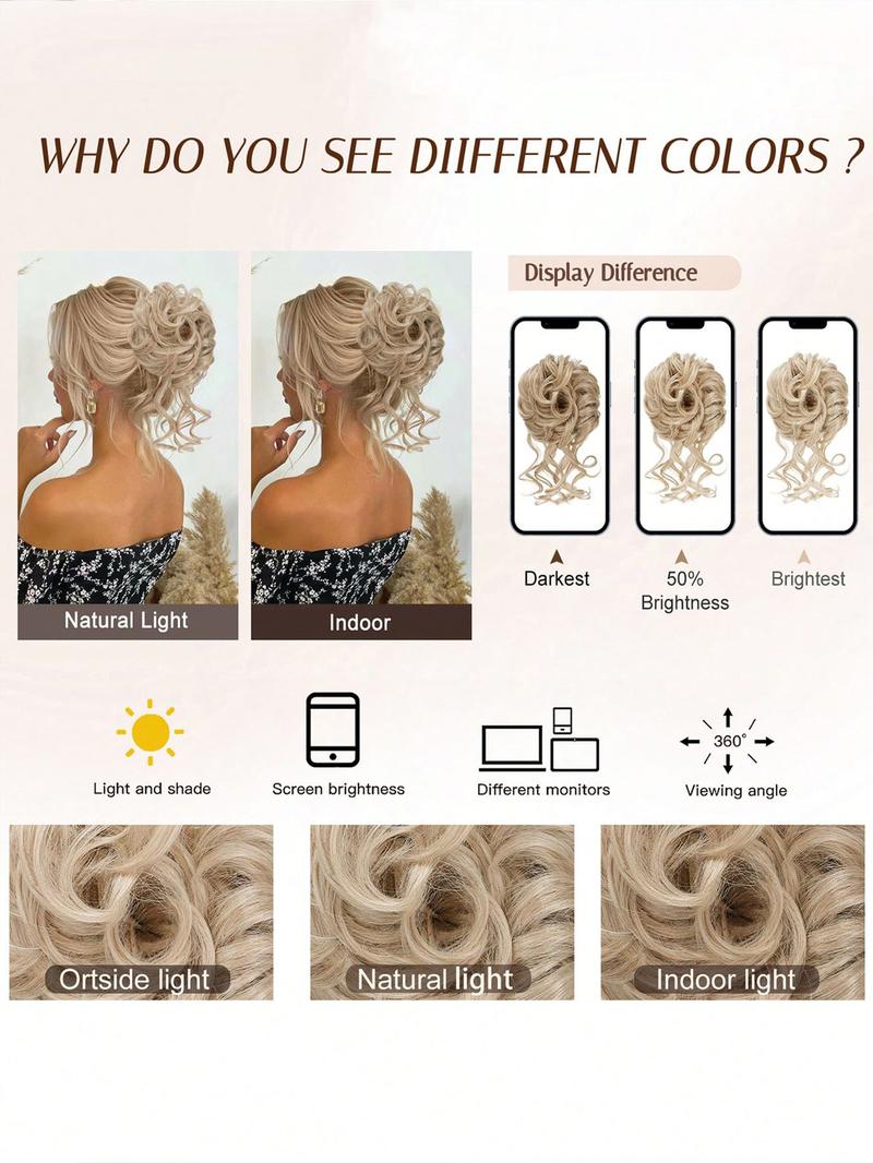 Bun Hair Piece with Claw Clip, Synthetic Soft Hairpieces Fake Hair Bun for Women, Updo Chignon Ponytail Extension