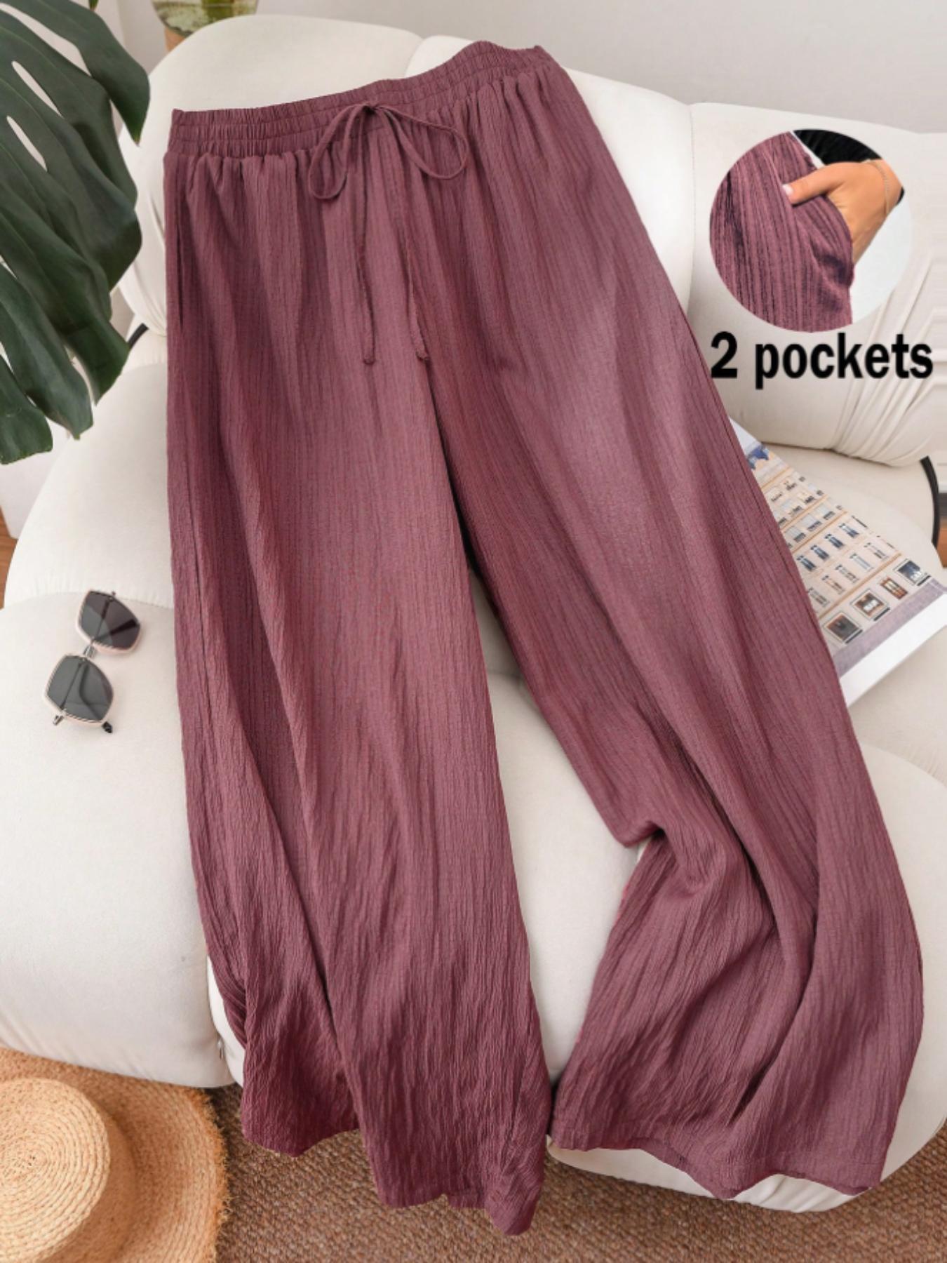Women's Solid Color Wide Leg Pants, Casual Comfy Trousers for Daily Wear, Ladies Bottoms for All Seasons, Casual Fashion Pants Women's Solid Color Wide Leg Pants, Casual Comfy Trousers for Daily Wear, Ladies Bottoms for All Seasons, Casual Fashion Pants