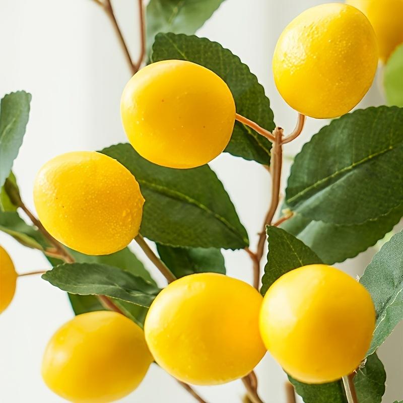 4pc Artificial Lemon Branch with 6 Lemon Fruits, Bonsai Ornament, Artificial Fake Fruit, Simulated Green Plant Decoration