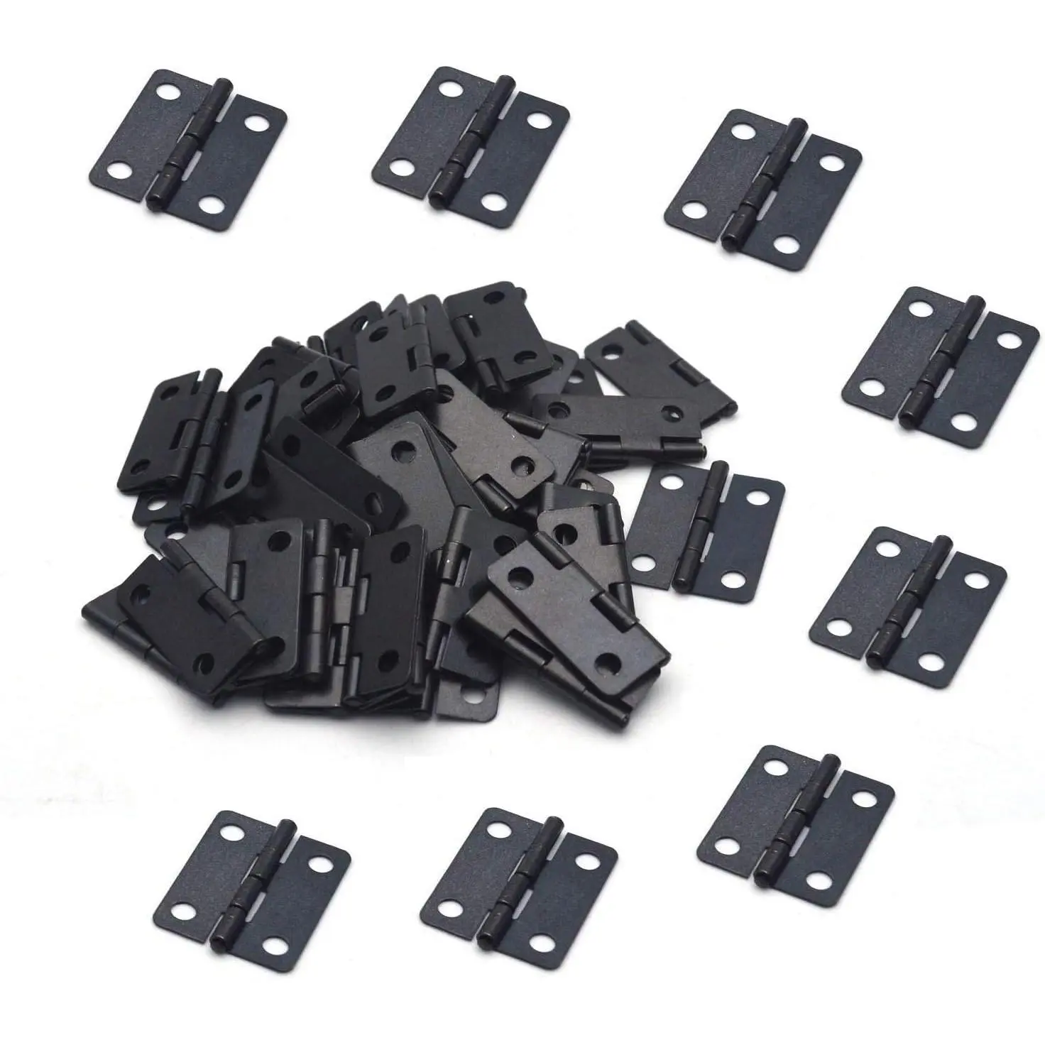 Compact Metal Foldable Hinges (1"x3/4", Black) - 48-Pack Cabinet & Closet Door Hardware, Cabinets/Closets