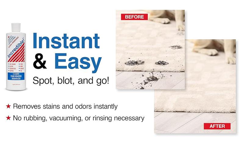 Stain Remover - Instant Spot Remover For New and Old Stains - Blood, Red Wine, Coffee, Urine, Cosmetics, Pet Stains and Odor Eliminator - Carpets, Mattress, Laundry, 16.oz (2 Pack)