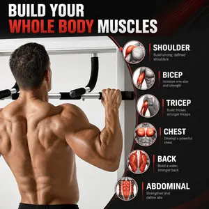 Upgrade Pull Up Bar for Doorway and Resistance Bands Set, Max Capacity 440 lbs, Unisex Upper Body Strength Training Equipment for Home and Gym Workout, Doorway Pullup Bar