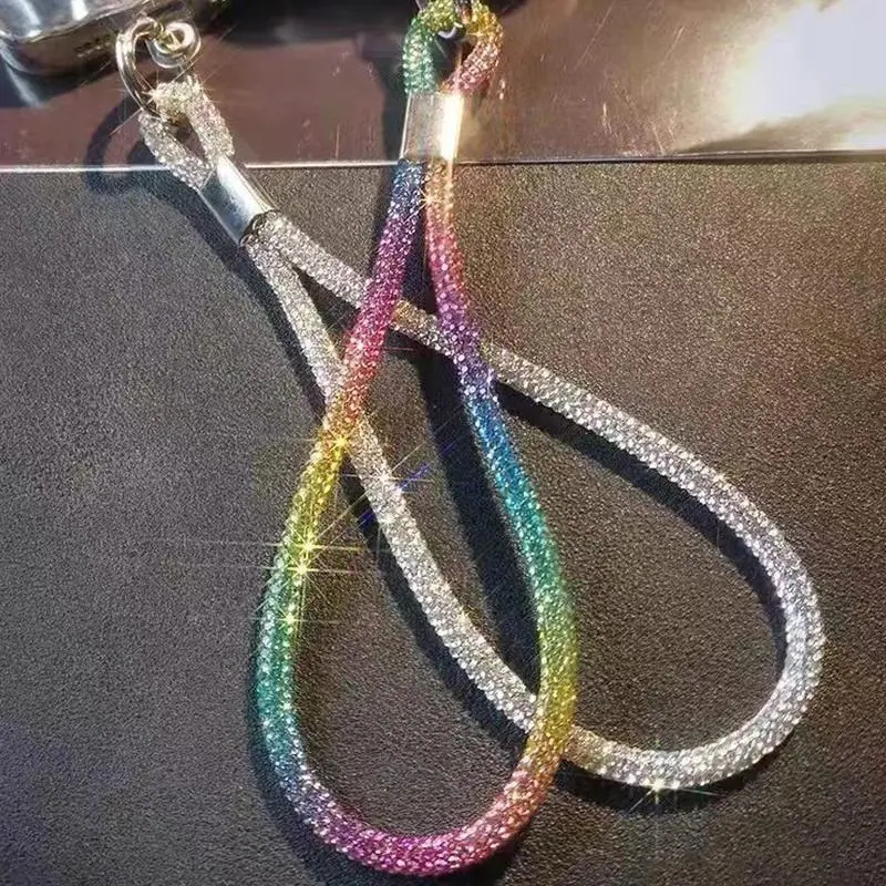 Luxury Mobile Phone Crystal Wrist Straps Glitter Rhinestone Phone Lanyard Keychain Hanging Anti-lost Rope