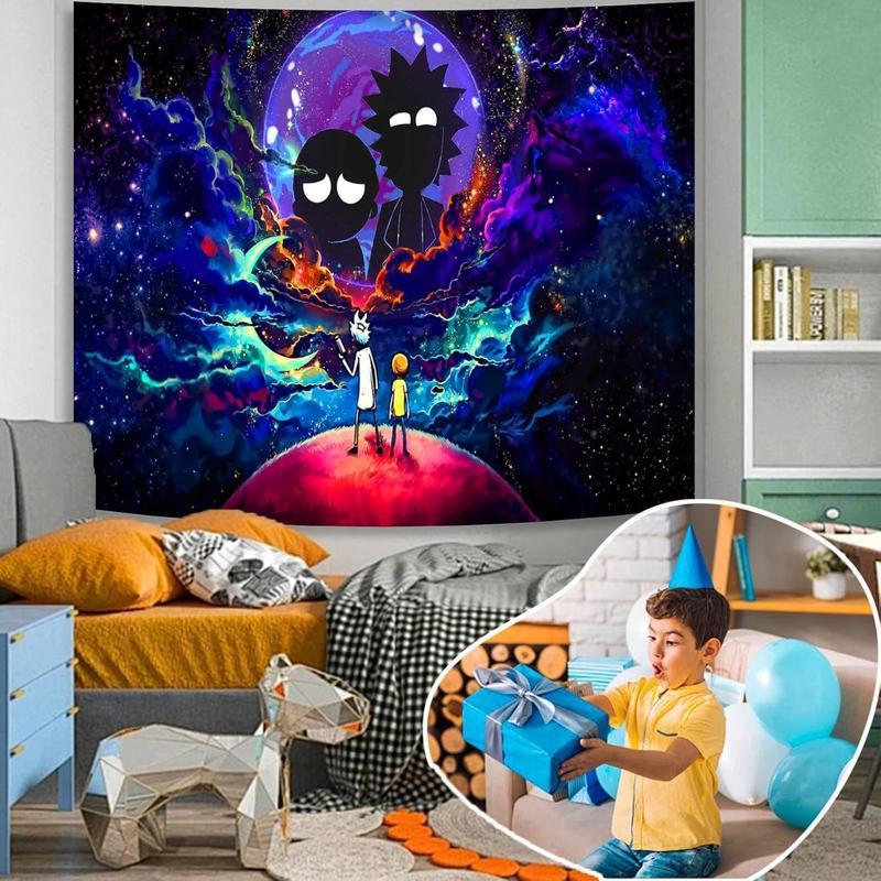 Trip-py Space Wall Tapestry Hippie Anime Poster for Bedroom Aesthetics Funny Galaxy Star Room Decor Flag Wall Hanging for Teen Girls Men Dorm Living Room