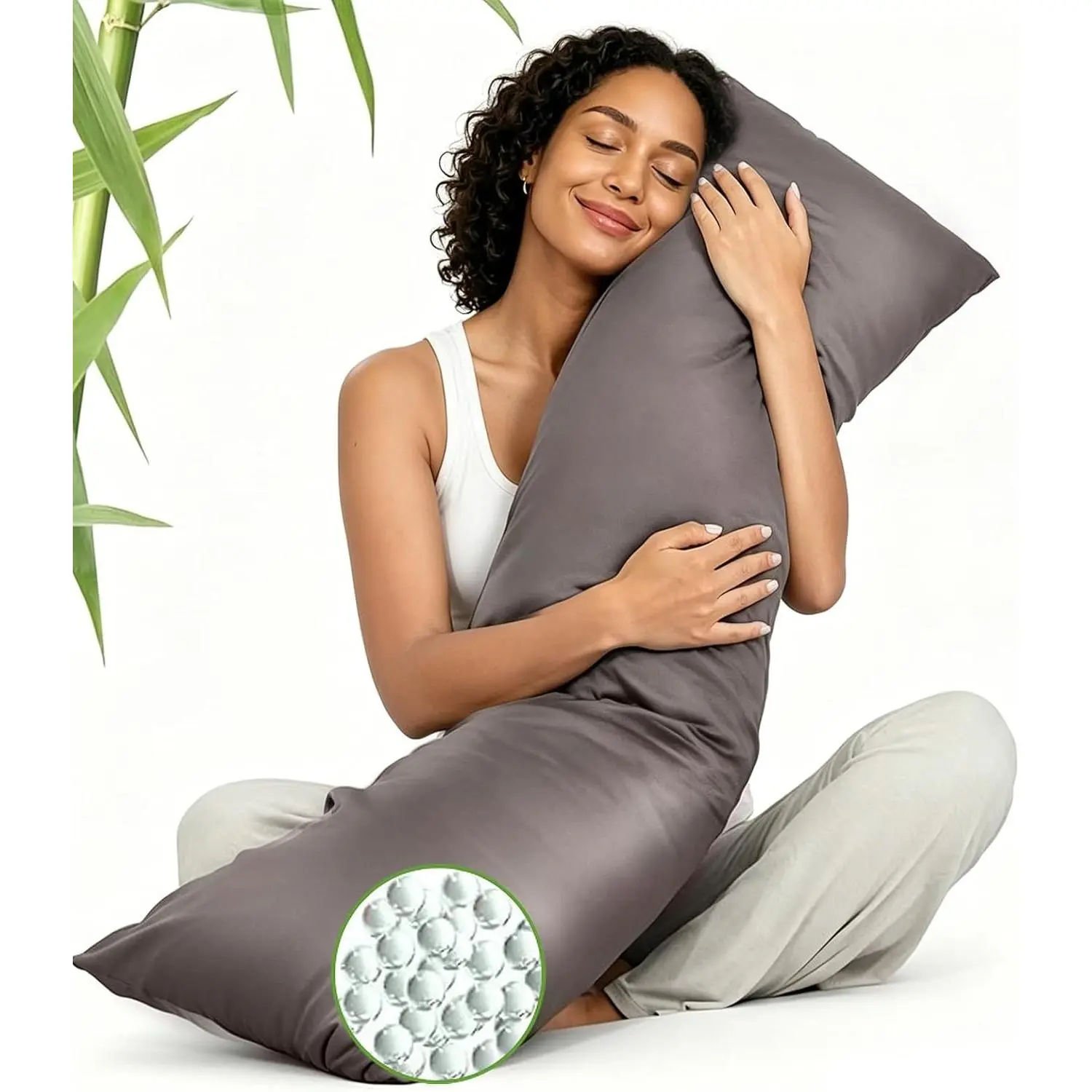 Cooling Weighted Body Pillow for Deep Sleep and Mood Relaxation (48" x 14") 8.5lbs, Washable Cover, Quilted Glass Beads Weighted Pillows for Bedroom, Sofa, Adults, Side and Hot Sleepers