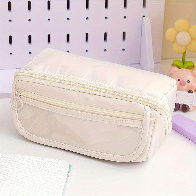 Large Capacity Canvas Pencil Case, Simple Handheld Stationery Box for Office School Men Women, Portable Makeup Bag, Ideal Back-To-School Gift