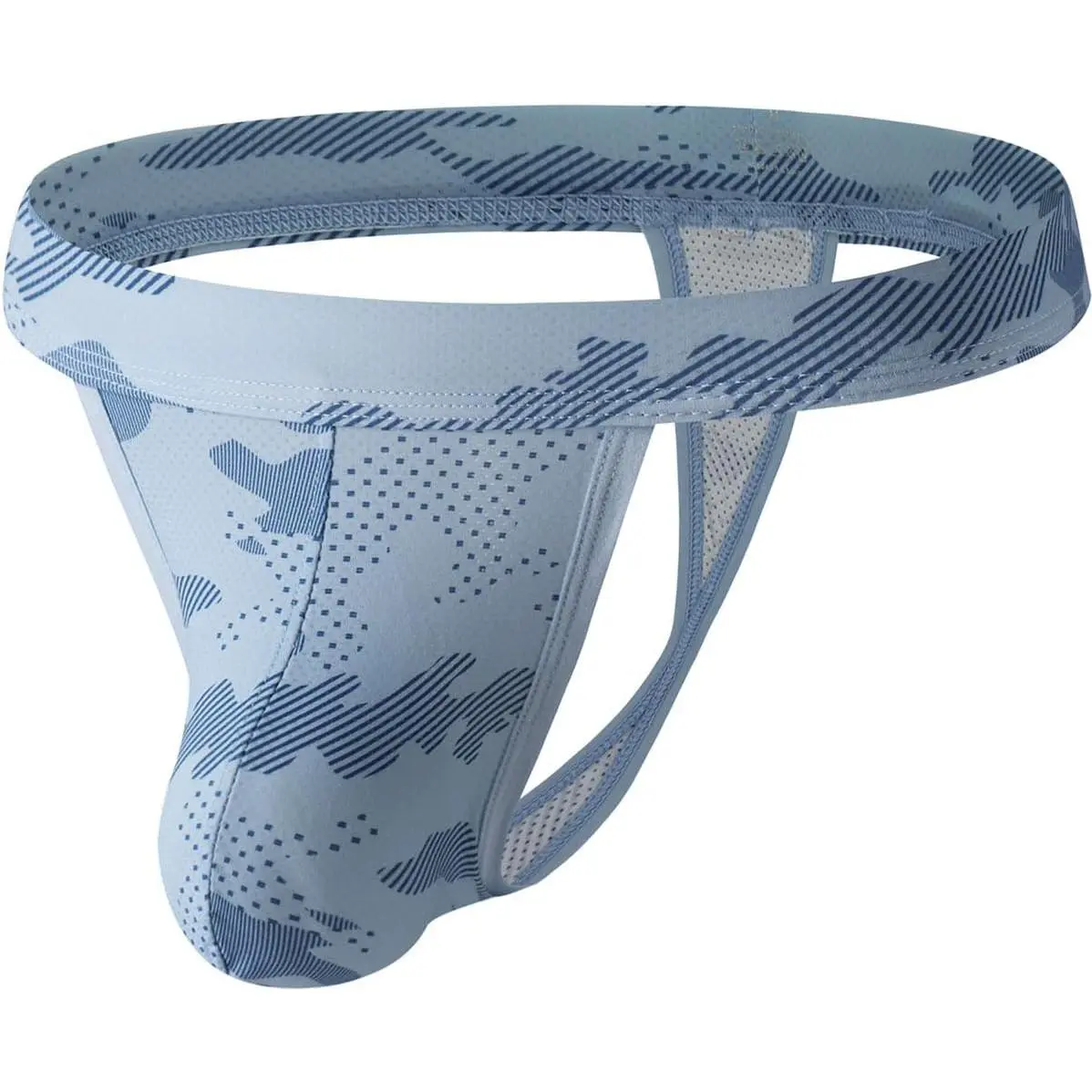 Men's Camo Print Thong Briefs - Menswear Underwear with Bulge Pouch, Comfort-Enhancing G-String Bikini