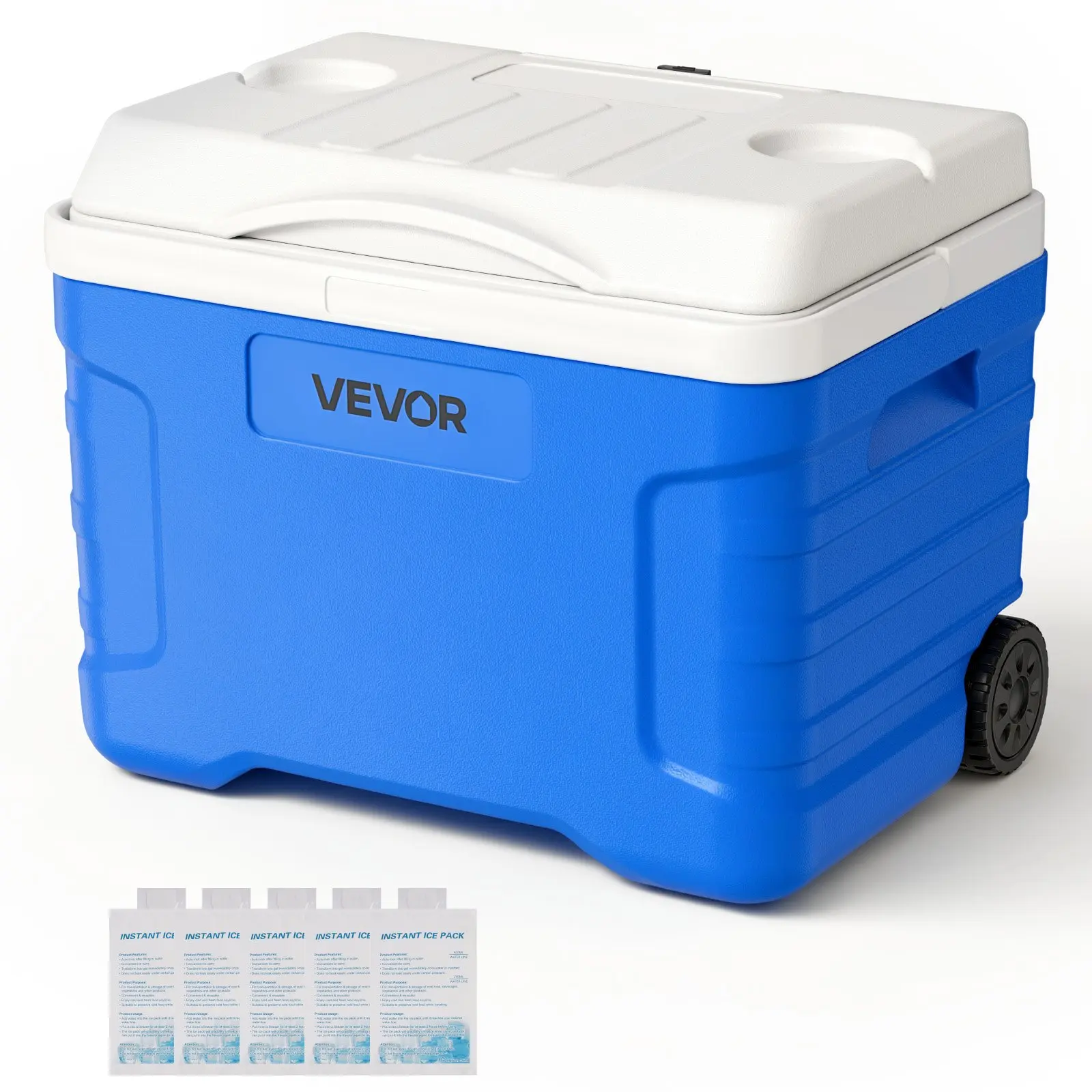 VEVOR Hard Cooler, 21QT Portable Rolling Cooler with Wheels, Leak-Resistant Coolbox Keeps Contents Cool for 48 Hours, Ice Retention Insulated Chests, Ultra-Light for Outdoor Picnics, Grill, Camping
