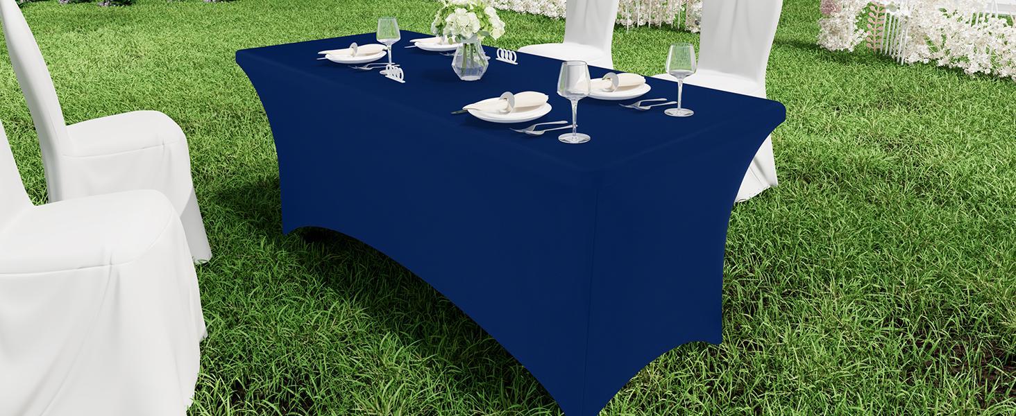 Kitinjoy Machine Washable Retangle Spandex Table Cloths Super Elastic Stretch Tablecloths Wedding Christmas Parties Table Covers