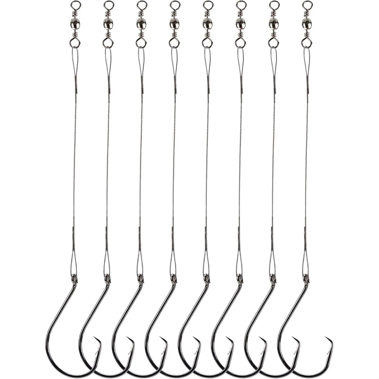 Fishing Circle Hooks Saltwater 50 count Leader Hook Rigs for Catfish Bass With Offset Hooks