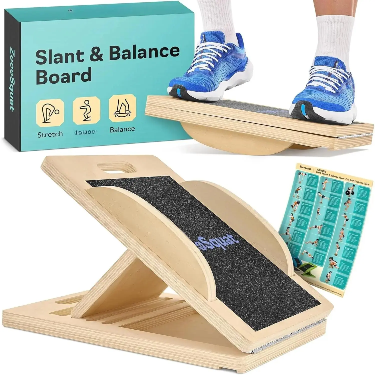 Slant Board with 6 Incline Angles - Transforms Into a  Board -   Stretcher and Wobble Board for Effective  Stretching and Squats Yifanyou Sports