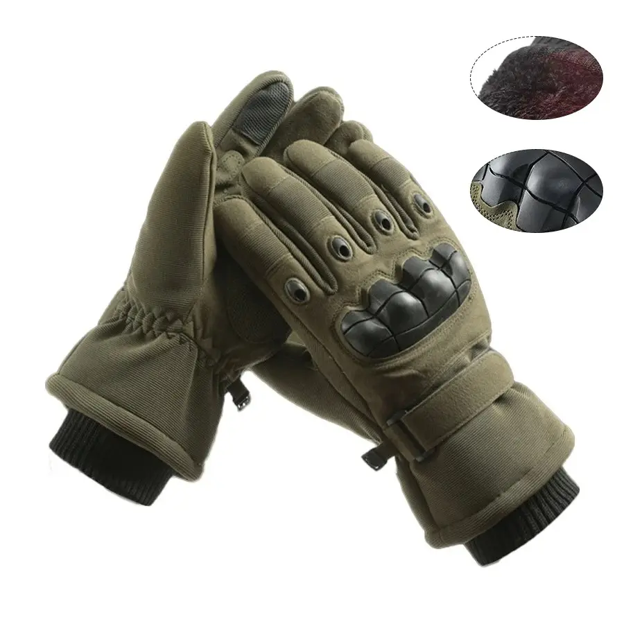 Impact Resistant Tactical Winter Gloves, Touch Screen Windproof, Hard Knuckle Handwear, Cinch Cuff for Motorcycle off Road Trips