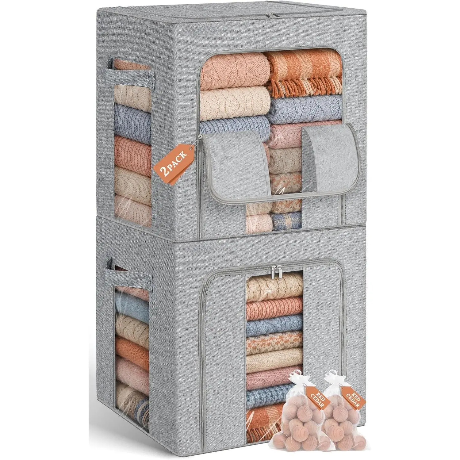 Rigid-Structured Cashmere Sweater Storage Box, Gray