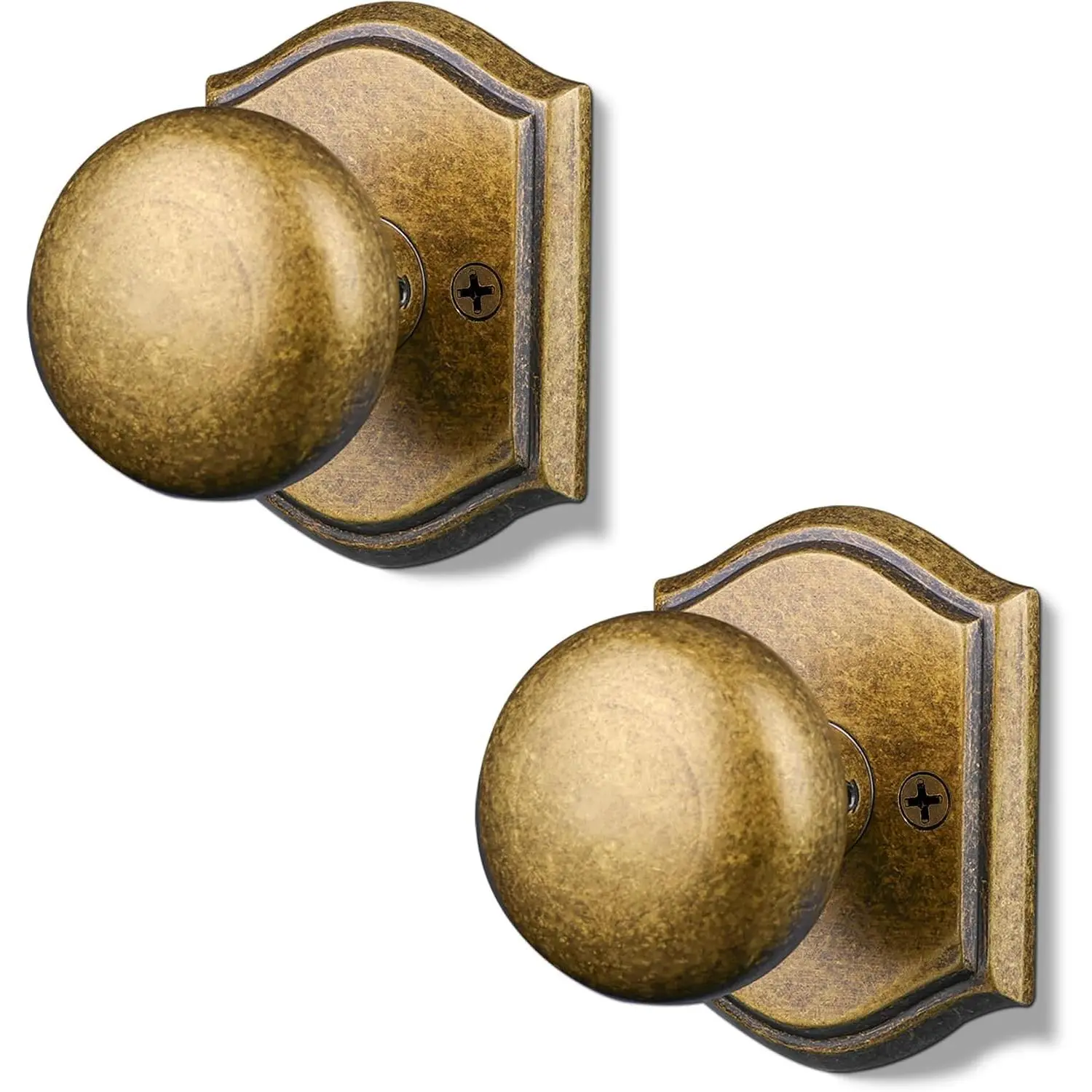 2 Pack  Antique Brass Dummy Door Knob Interior, Zinc Alloy | Classic Decorative Non-Turning Single Side Door Knob for Bifold and Hallway, Durable Stylish Hardware for Indoor