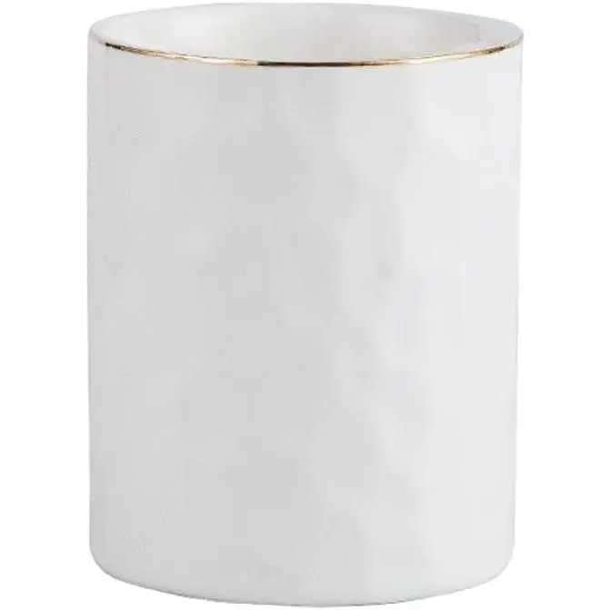 Ceramic Pen Holder Stand Cup Pencil Organizer Makeup Brush Holder for Home Office Desk, WhiteGift