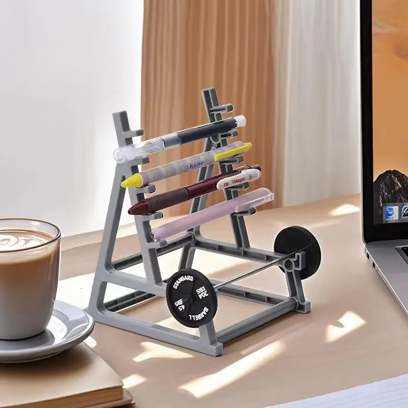 Novelty Weightlifter Pencil Holders, Wrought Iron Desk Storage Organizer with Eyeglass Stand, Office Desktop Accessories for Gym Fanatics