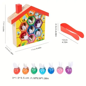 Wooden Bee Puzzle Toy Youngsters - Color Recognition & Motor Skills Activity with Bee Design, Colorful Pegs & Clips, Fine Motor Skills Development, Educational Gift Easter or Birthday (Mixed), Youngsters Educational Toy |   Beehive Puzzle Toy |   Hexagona