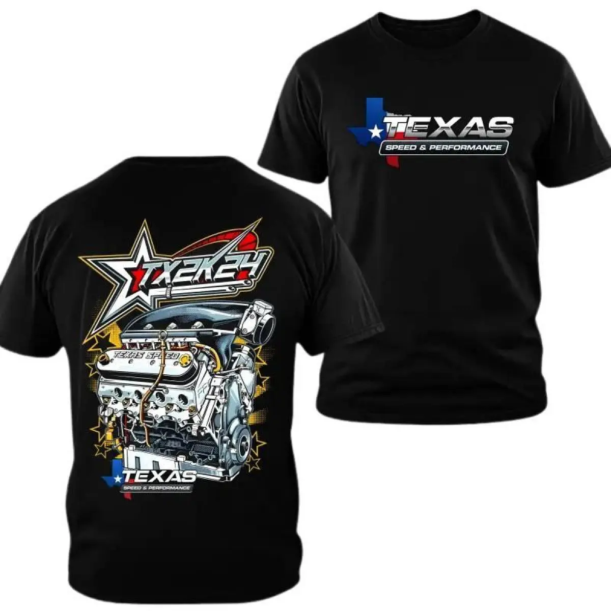[ 🎆   Sale Up To 50%]Texas Speed & Performance T-shirt, TX2K Turbo Engine Graphic, 2 Sides, Soft Cotton Shirt, Drag Racing Performance Apparel for Men & Women tiktokshopspringglowup