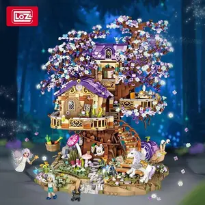 Star Fairy Treehouse Building Blocks Set, Japanese Sakura Tree House, Violet Cherry Bonsai, 3991 Pcs, Home Decor, Adult Gift Ideas