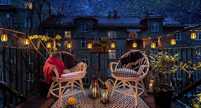 Christmas Solar-Powered Outdoor Flame-Effect String Lights (15 Bulbs, 33FT) Garden & Lawn Decorative Lights, Solar LED Night Lights for Christmas Parties, Outdoor Garden Decor summergarden