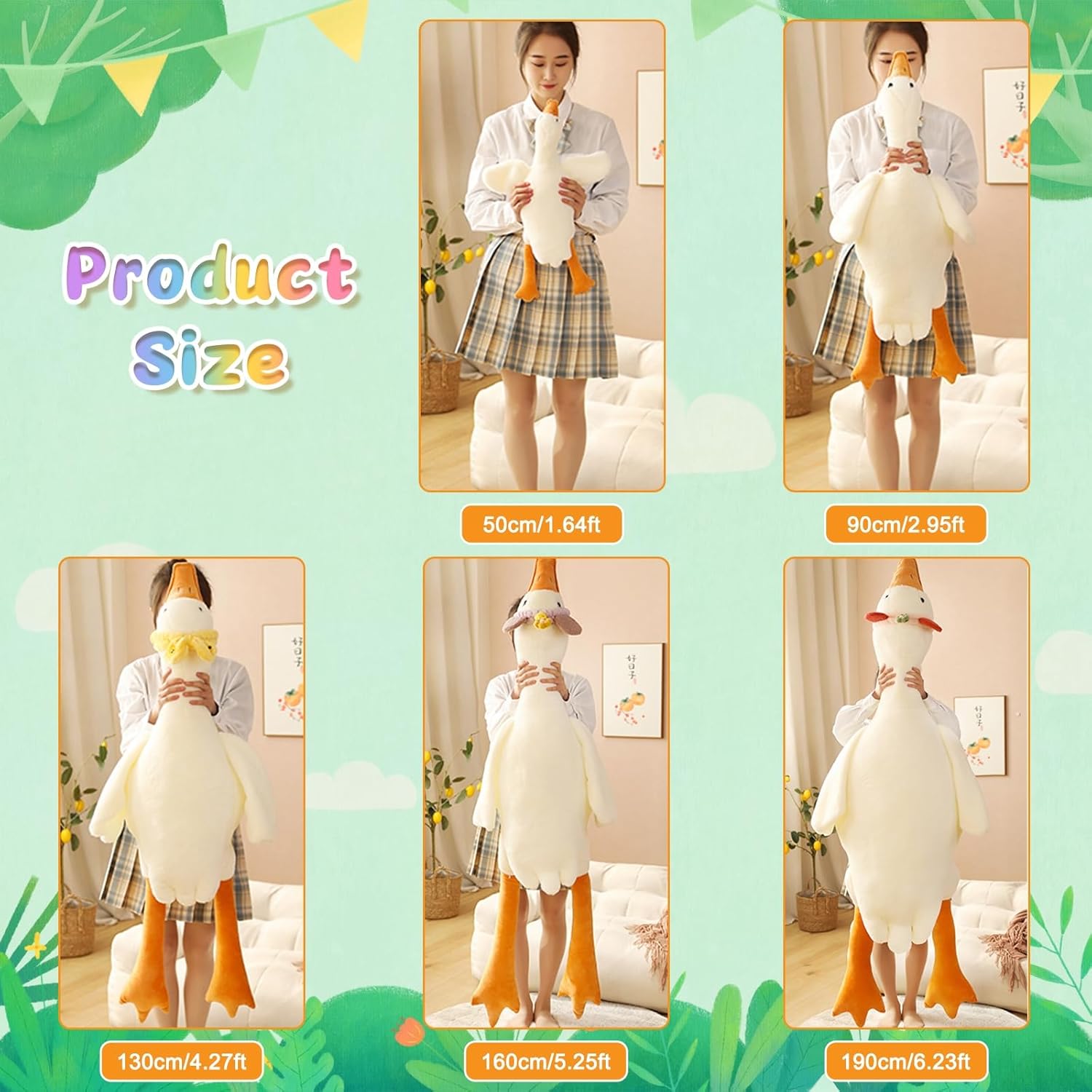 Goose Stuffed Animal 20 Inch Plush Toy, 1.4 lbs Cute Duck Stuffed Animal, Plush Soft Plushies Pillow Doll Toys, Gift for Anxiety and Friends, White