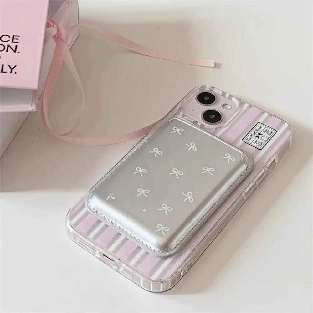 INS Korean Style Cute Bow Magsafe Magnetic Card Clip - Multifunctional Magnetic Wallet Card Holder High Quality Phone Accessory