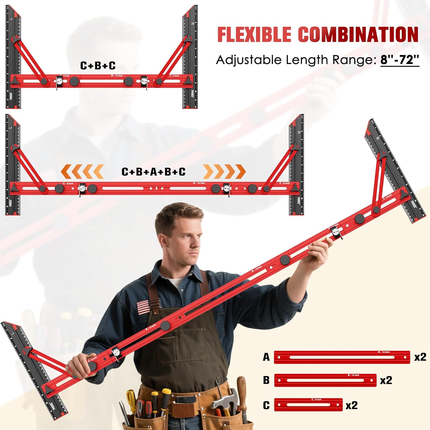 Stair Tread Template Tool, Stair Measuring Tool with Triangular ...