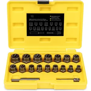 Stripped Bolt Extractor Kit, 18- Bolt Extractor Socket Set, 3/8" Drive Rounded Nut Remover Set for Broken, Rusted Fasteners