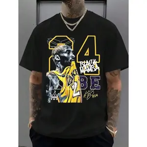 |     Kob.E Bryant |     Artistic Lakers Basketball Print Classic T-Shirt |     Popular Classic Apparel For Kobe Fans |     100%25 Cotton Loose Fit Printed Crew Neck Unisex Short-Sleeve T-Shirt |     European And American Fashion Brand Printed Base Layer
