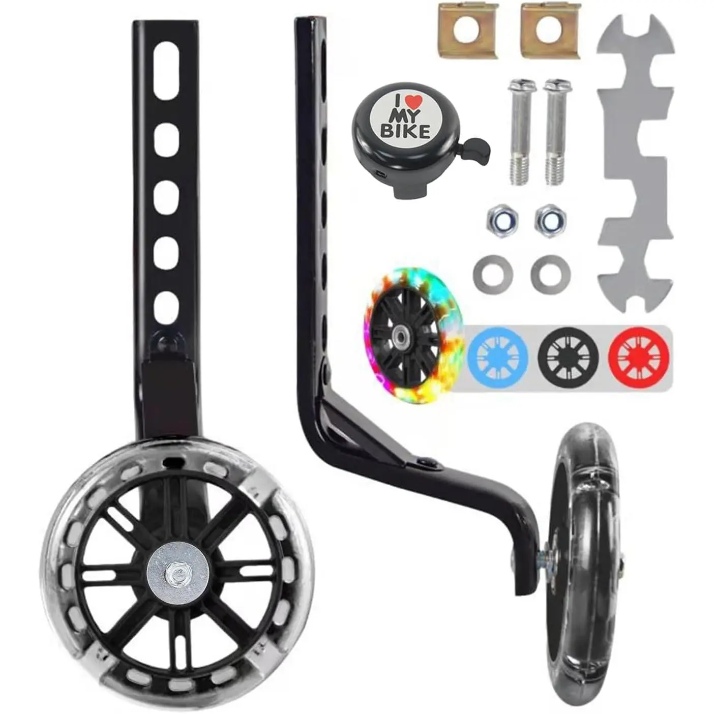 Wheels for 12-20 Inch  Single-Speed Bikes | Wide  fit, steady beginner support, quiet flashing wheels, and easy parent-friendly installation