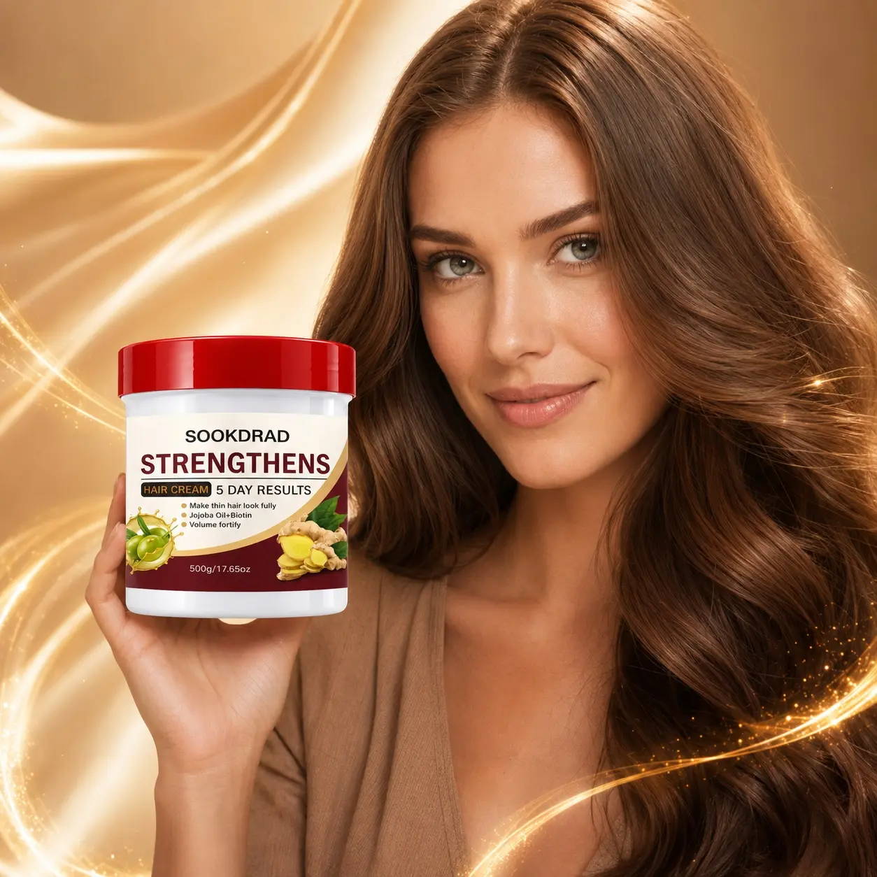 Hair Cream, Jojoba Oil, Biotin, Strengthen Thin Hair, Boost Hair Volume, 5-Day Results, 500g