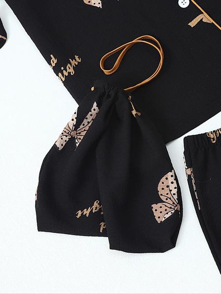 Women's All Over Print Top & Shorts & Pants & Accessories Pyjama Set, Casual Comfy Pj Set, Ladies Sleepwear for All Seasons Pajamas