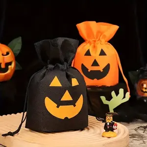 Halloween Pumpkin Gift Bags Set, 10 Pieces for Candy and Dessert Packaging, Perfect for Festival Decorations, Halloween Theme Accessories