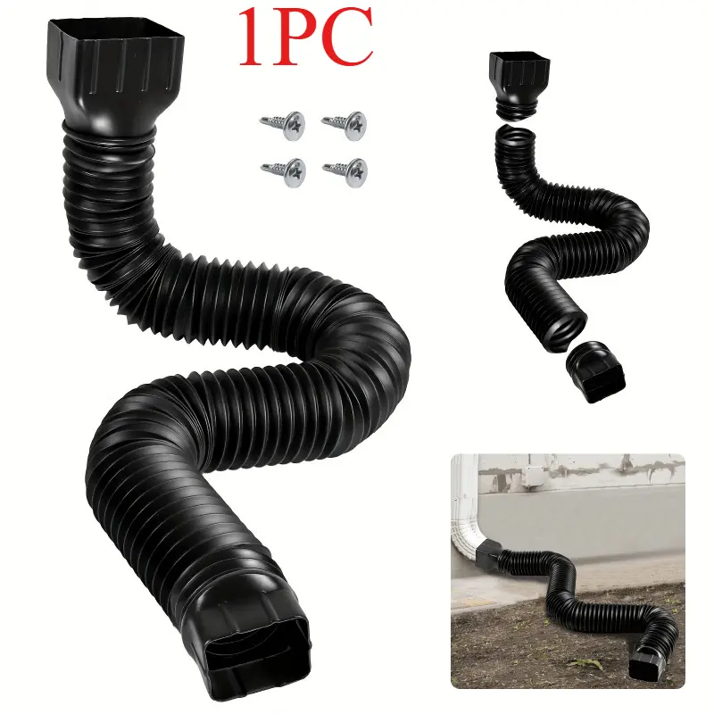 Upgraded Foldable Downspout Extension, Telescopic Rain Gutter Downspout Connector, Adjustable Rain Water Drainage Extender 17‑59 Inch for Rainwater Diverter