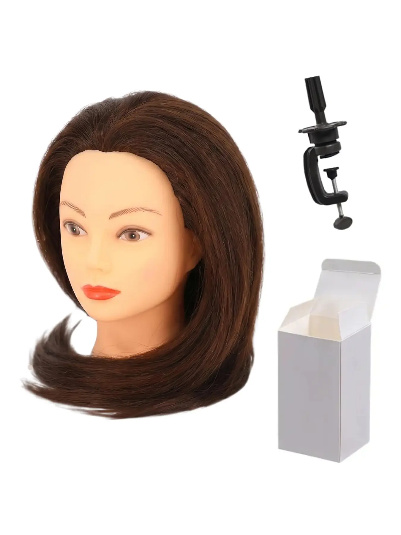 Real Human Hair Mannequin Head, High-Realism Female Model Head, Straight Hair, Dyeable and Heat-Styling, Boho Style, All Seasons