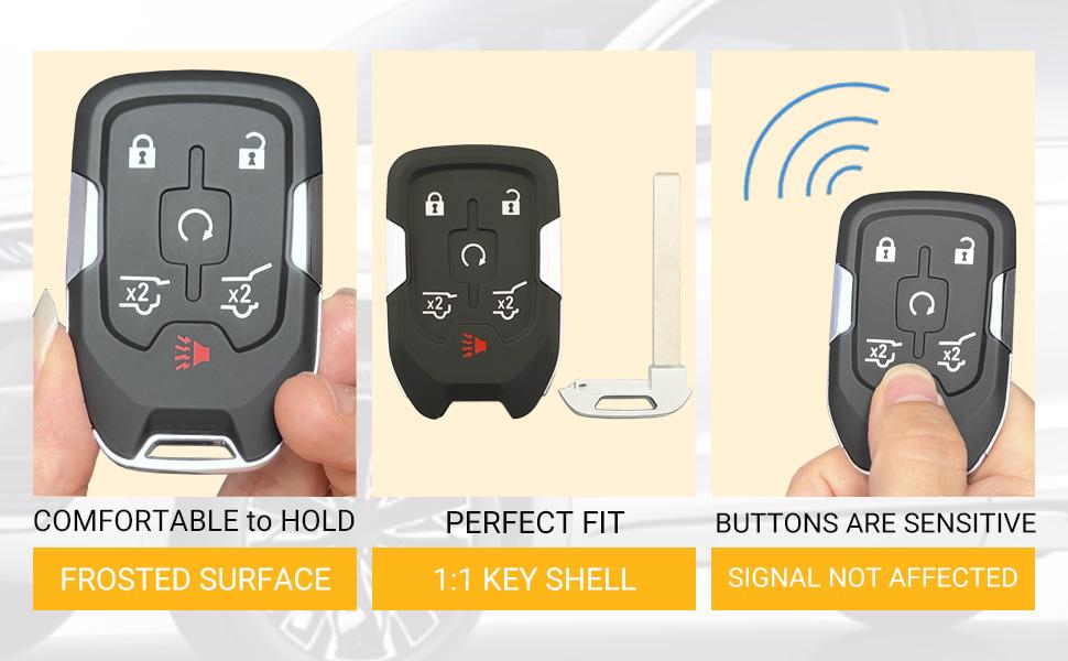 Replacement Key Fob Cover fits for Chevy Suburban Tahoe GMC Yukon XL Denali HYQ1AA 2015 2016 2017 2018 2019 2020 Keyless Entry Remote Control Key Fob Case Shell