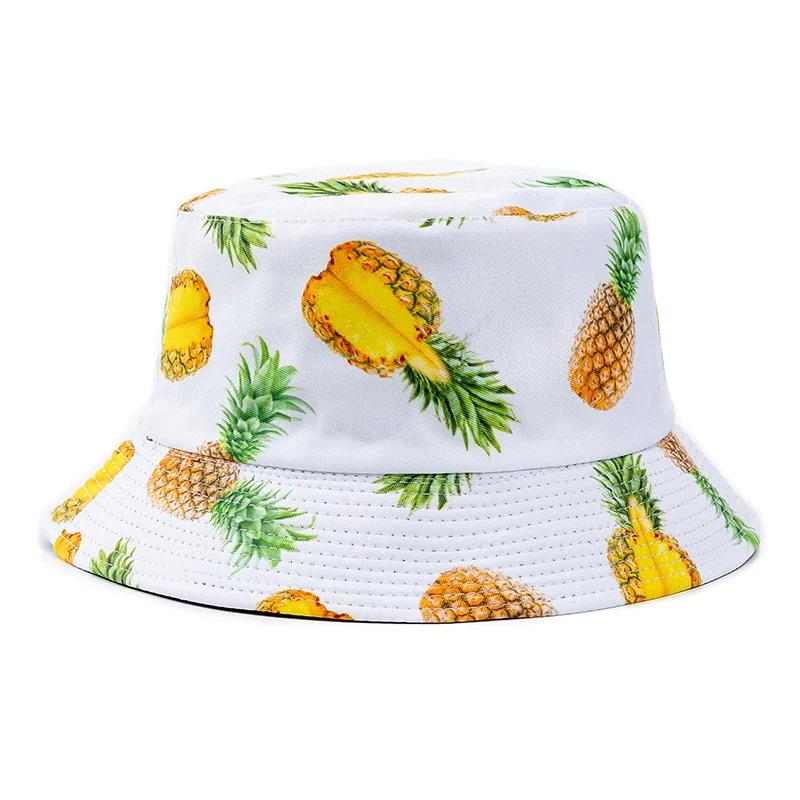 Unisex Bucket Cap Fruit Printing Hats Summer Double-sided Wear Man Women Cap Outdoor Sun Hat Classic Casual Panama Bucket Hat